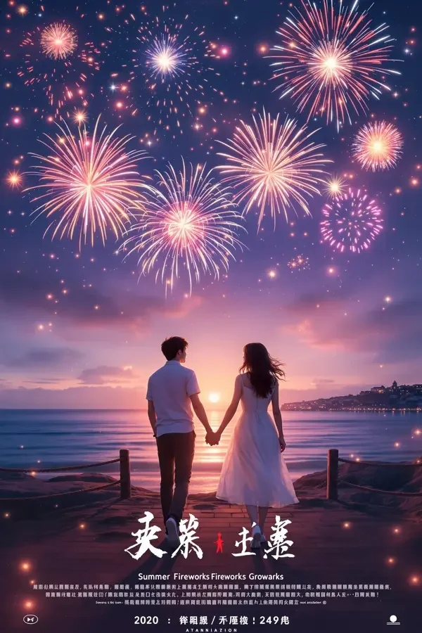 烟花与晚风 - 校园青春影片海报 烟花与晚风